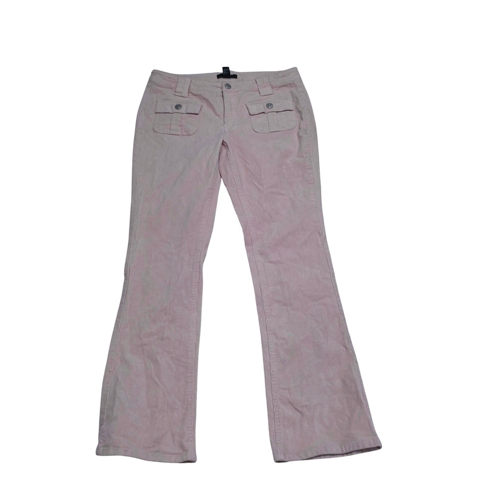 Forever 21 Pink Corduroy Flare Pants Cargo Pocket Y2K Low Rise Size L